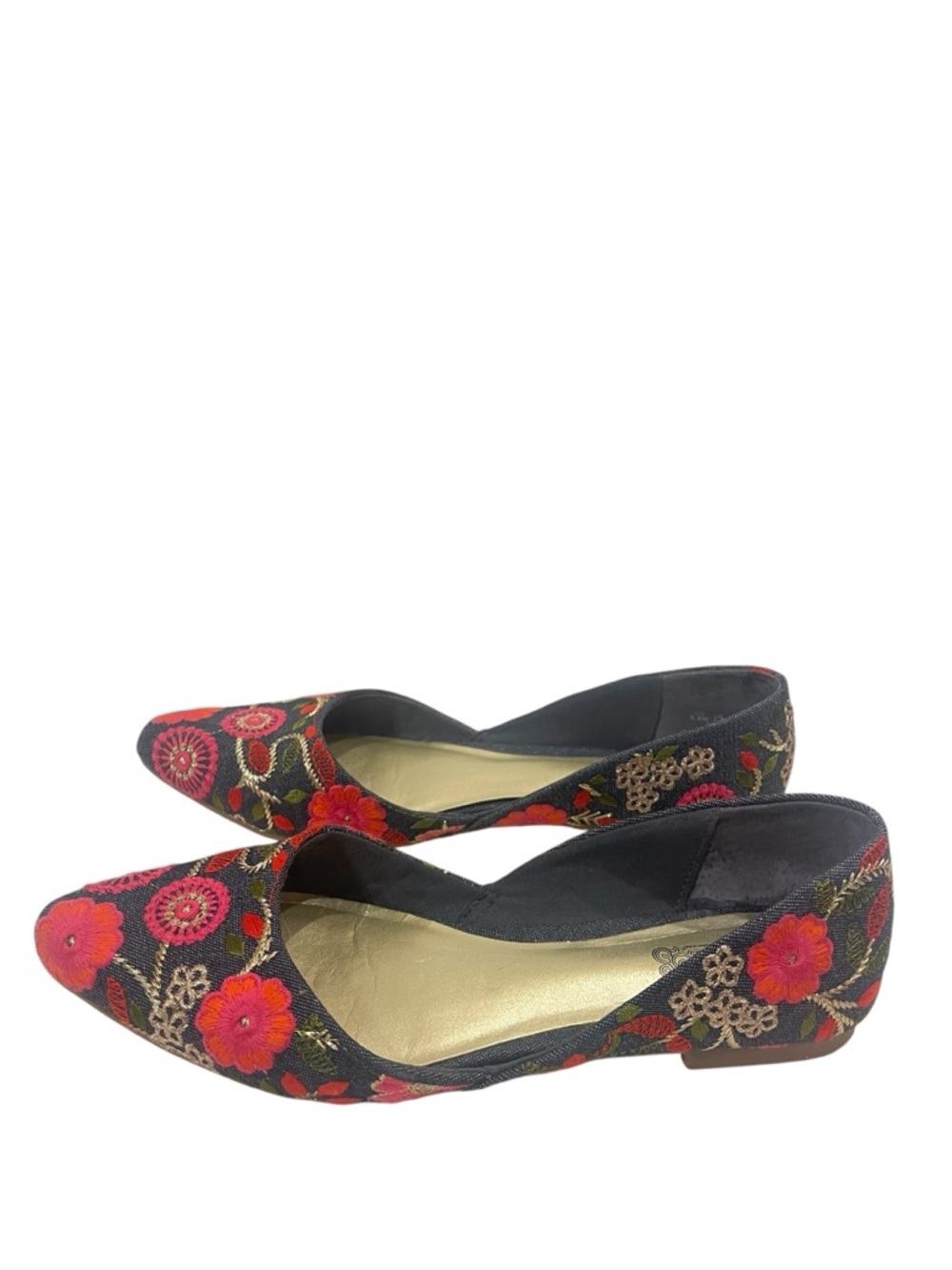 Carlos by Carlos Santana Skye Floral Pointed Toe Women’s Flats - Red/Navy - Picture 2 of 5